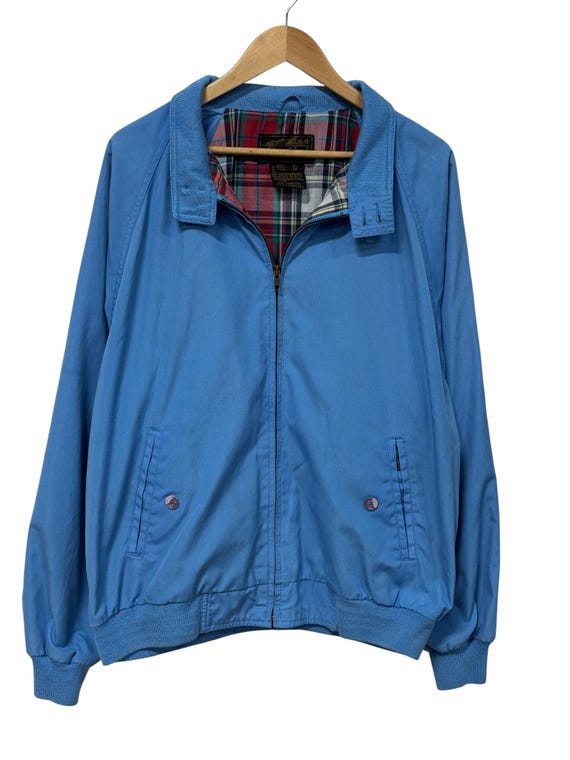 Vintage 90's Eddie Bauer Flannel Lined Blue Harrington Style