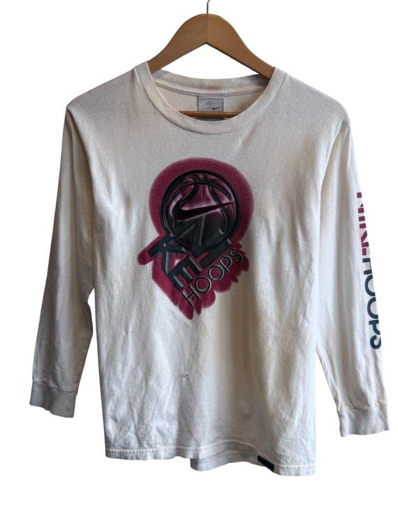 Vintage Y2K Nike Hoops Basketball Swoosh Logo Long Sleeve Shirt