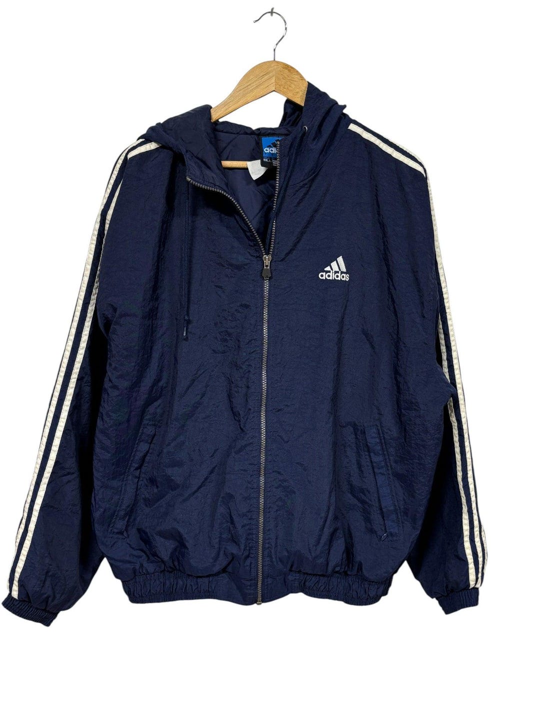 Vintage 90's Adidas Three Striped Navy Blue Jacket Size Large - Etsy