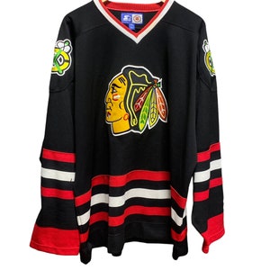 Chicago Blackhawks Jersey Mens Medium Embroidered Pullover Logo Lace Sweater