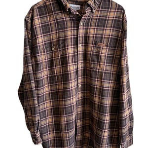 Vintage Carhartt Plaid Button Up Flannel Shirt Size XL