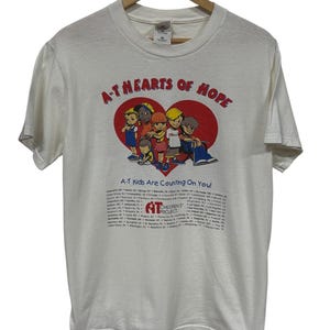 Vintage jaren 00 Hearts of Hope Children's Project Cartoon Graphic T-shirt maat Medium