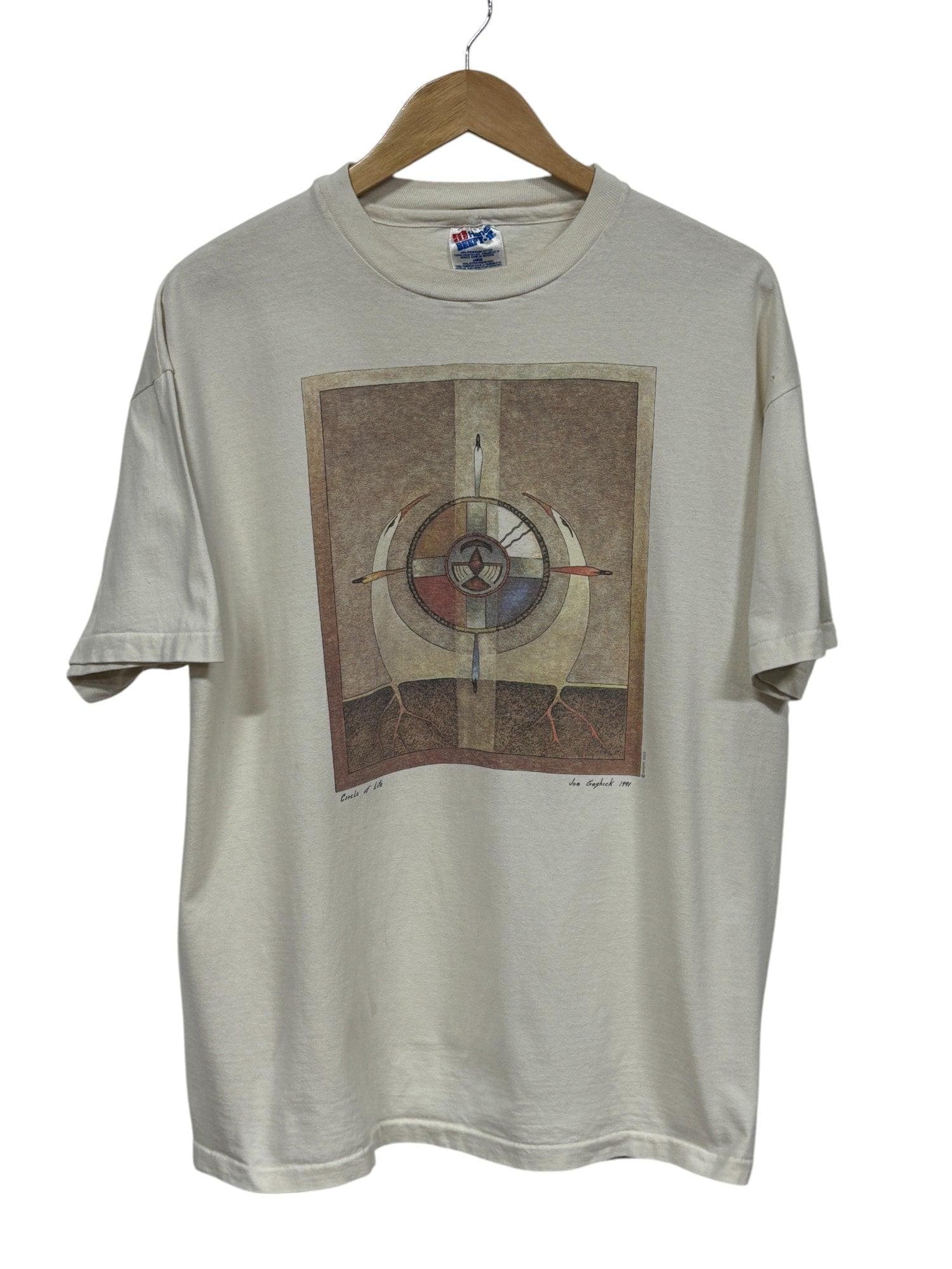 Vintage 1991 Joe Goshick Circle of Life Art Graphic Tee Size Large 