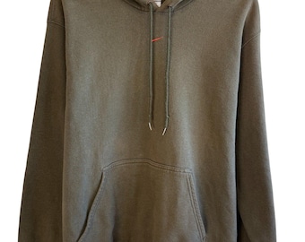 Vintage Nike Olive Green Center Swoosh Hoodie Size XL