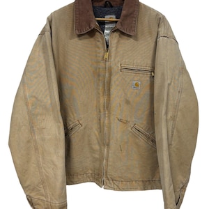 Jaqueta Carhartt vintage, fabricada nos EUA, modelo J01, marrom, com forro de manta, tamanho 2XT.