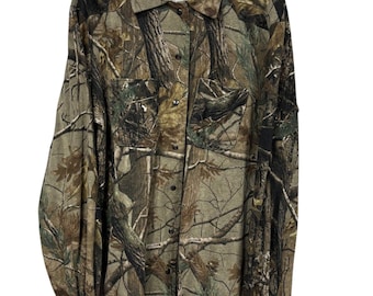 Vintage Wald Baum Camo Button Shirt Shirt Größe XXL