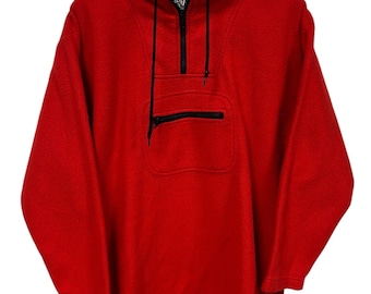 Vintage 90's Red Quarter Zip Fleece Sweater Size XL