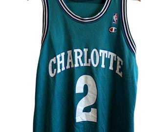 Vintage Charlotte Hornets Larry Johnson #2 Champion Jersey Size
