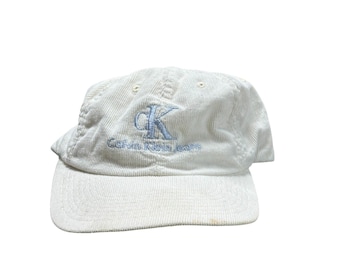 Vintage 90's Calvin Klein Corduroy White Snapback Hat