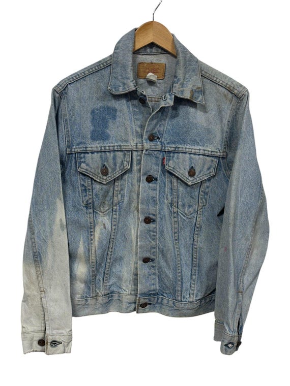 Vintage 80er Levi's Trucker Jeansjacke Ford mustang Patch Größe M