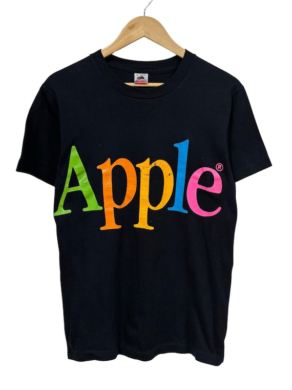 Vintage 90's Single Stich Apple Computers Rainbow Spell Out Tee