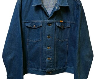 Vintage 90's Rustler Made in USA Dark Wash Denim Jacket Size XL