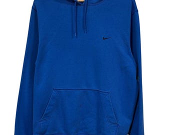 Vintage Y2K Nike Small Logo Blue Hoodie Size XL