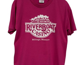 Vintage 90's Billings Montana Riverboat Casino Graphic Tee Size Large
