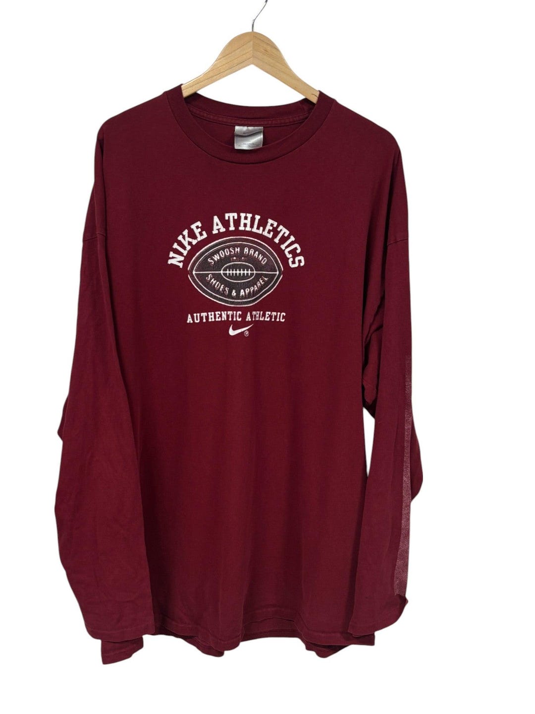 Vintage Y2K Nike Athletics Red Long Sleeve Graphic Shirt Size XXL