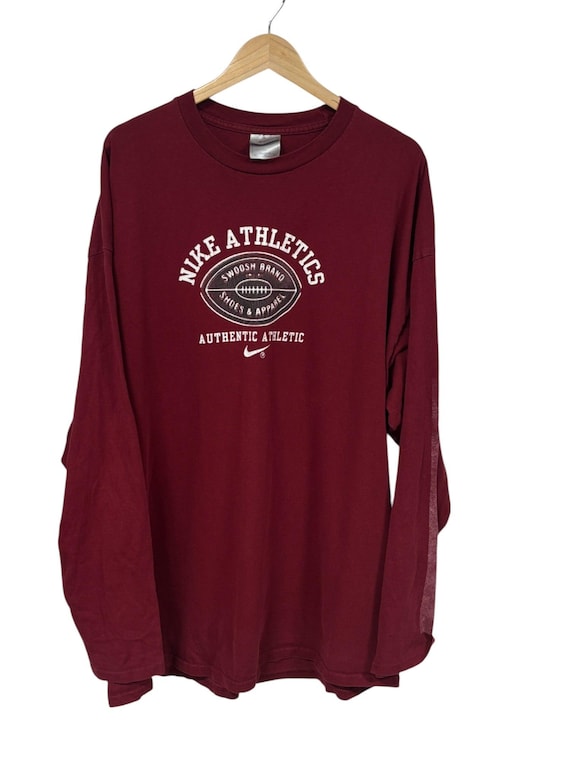 Vintage Y2K Nike Athletics Red Long Sleeve Graphic Shirt Size XXL
