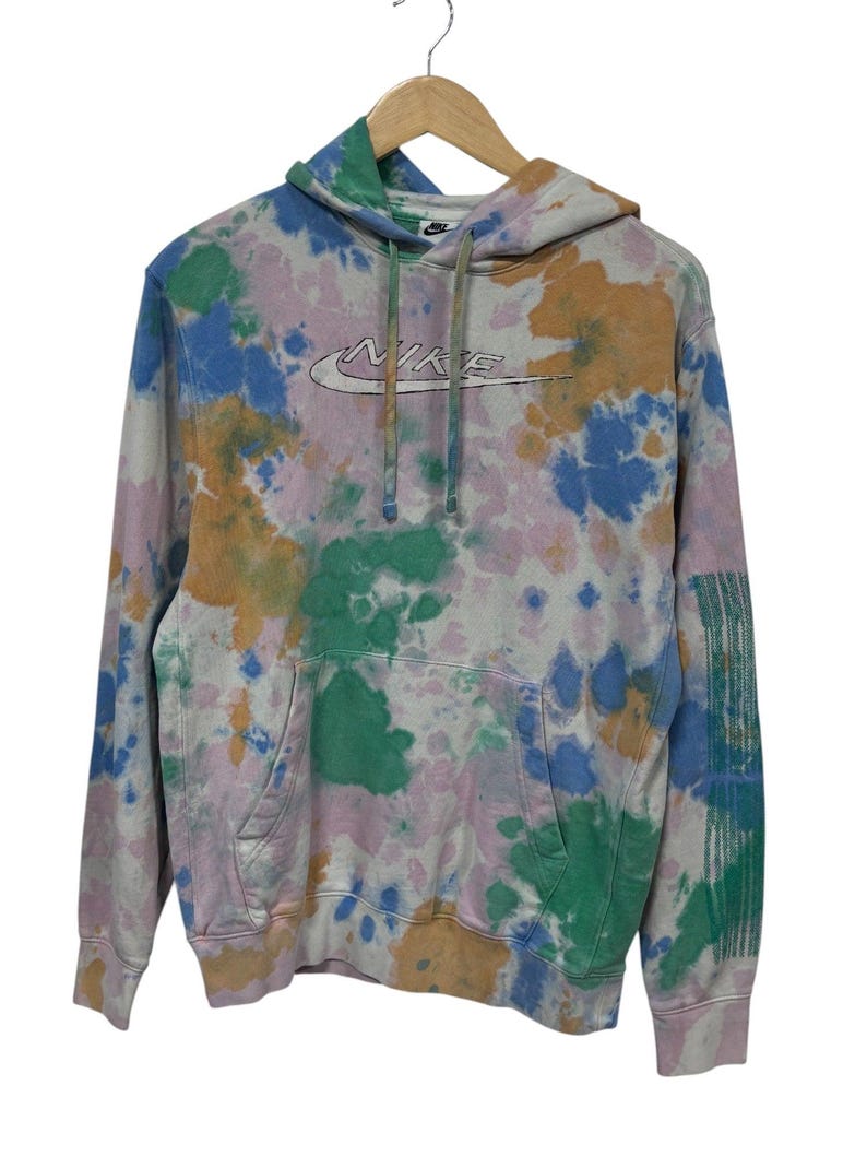 Nike Tie Dye Swoosh Logo Hoodie Size Small image 1