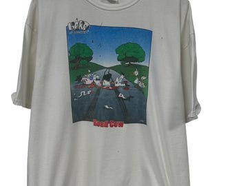 Vintage Road Cow Herd of Laughter Cartoon Graphic Tee Size XXL