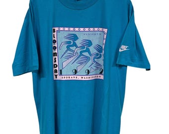 Vintage 1992 Nike Bloomsday Marathon Spokane Washington Tee Size Large