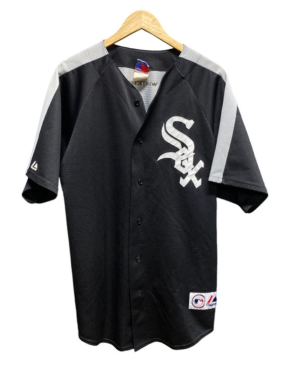 Chicago White Sox Shirt Raglan 3/4th Sleeve Mens Majestic Retro Logo