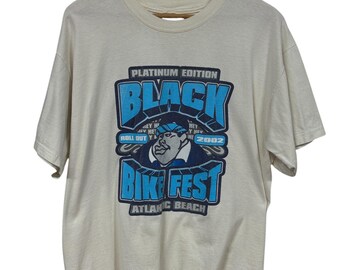 Vintage 2002 Black Bike Fest Atlantic Beach Biker Graphic Tee Size Large