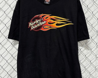 Vintage 1995 Harley Davidson Flaming Logo Indiana Biker Tee Size XL