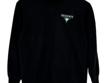 Vintage 90's Descente Mock Neck Long Sleeve Embroidered Shirt Size XL