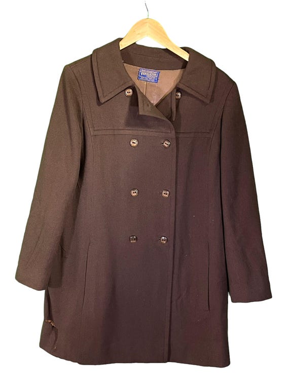Vintage Pendleton Brown Double Breasted Wool Over… - image 1