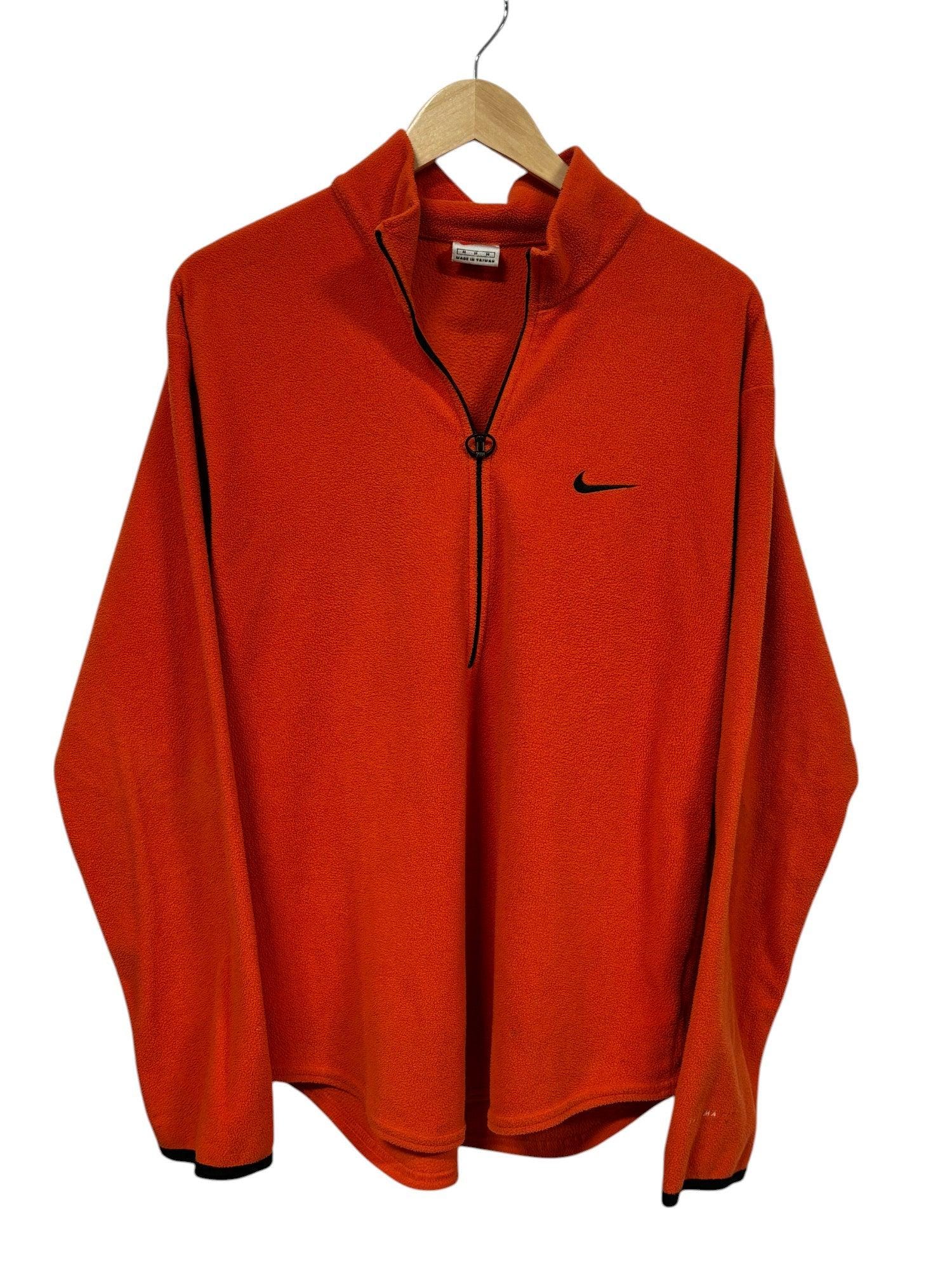 Vintage 90's Nike Orange Small Swoosh Logo Quarter Zip Sweater