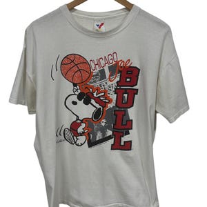 Vintage jaren 90 Chicago Bulls Joe Cool Peanuts Cartoon Graphic T-shirt maat XL