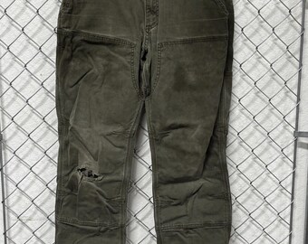 Vintage Carhartt Distressed Worn Double Knee Denim Brown Lining