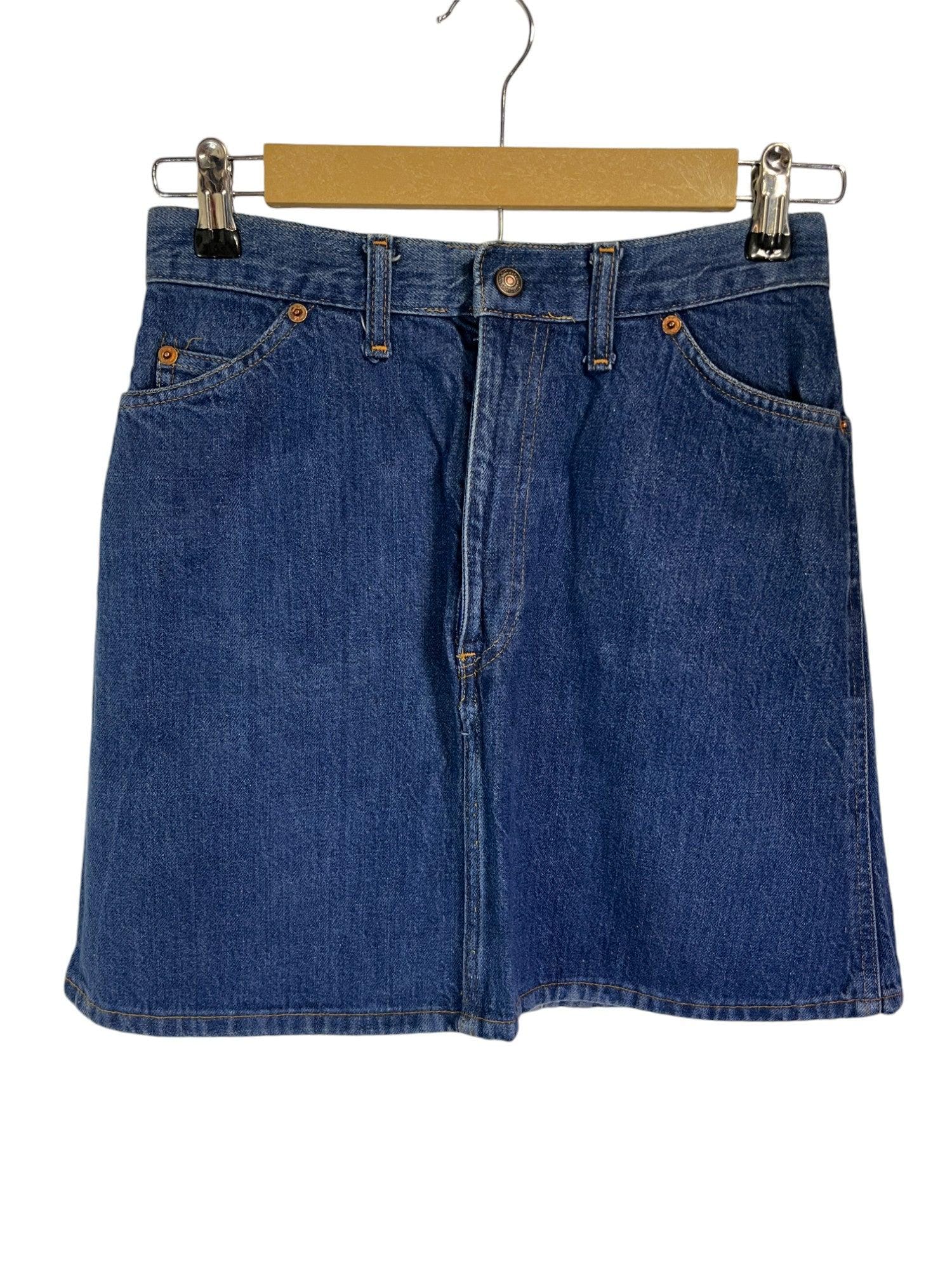 Vintage 70's Levi's Orange Tab Big E Women's Denim Mini Skirt Size