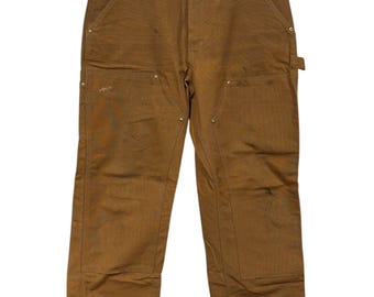 60s〜70s carhartt brown duck double knee Vintage Carhartt Double Knee Pants Sz 36 Talon Zipper Brown Duck
