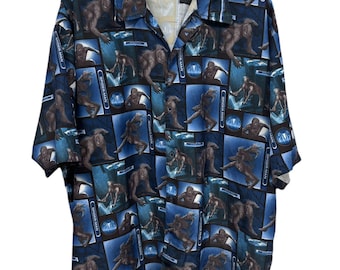 Camicia vintage anni 2000 con stampa integrale promozionale del film Spider-Man 2, taglia XXL.