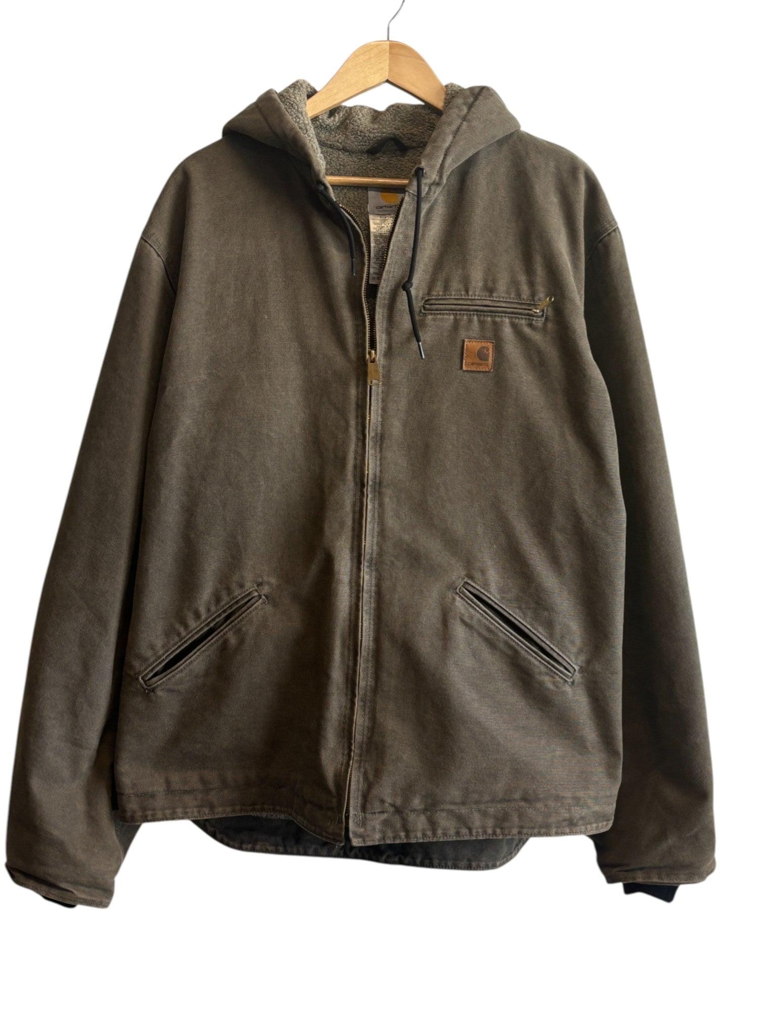 Carhartt J141 MRH Sherpa Lined Brown Zip up Work Jacket Size