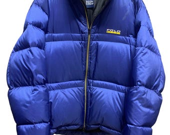 80s〜90s POLO Ralph Lauren down jacket Vintage Polo Ralph Lauren Mens 90s Down Puffer Jacket Quilted Ski