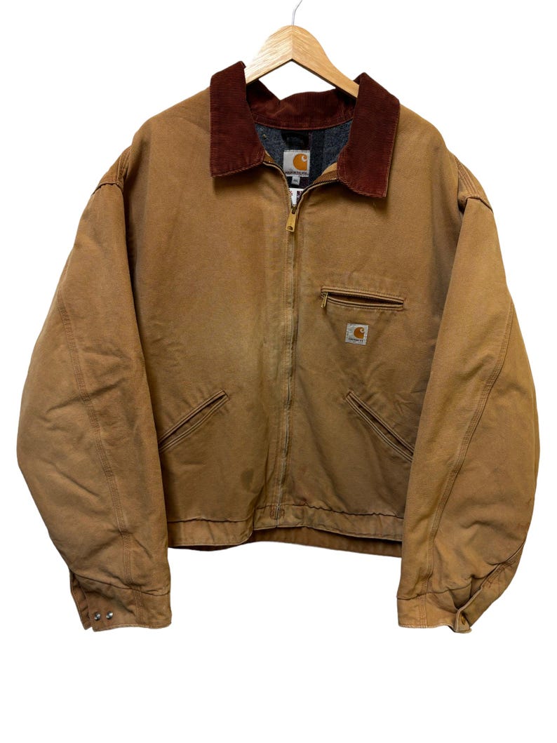 Chaqueta vintage Carhartt con forro de manta, estilo Detroit, color marrón, talla 4XL, EE. UU. imagen 1
