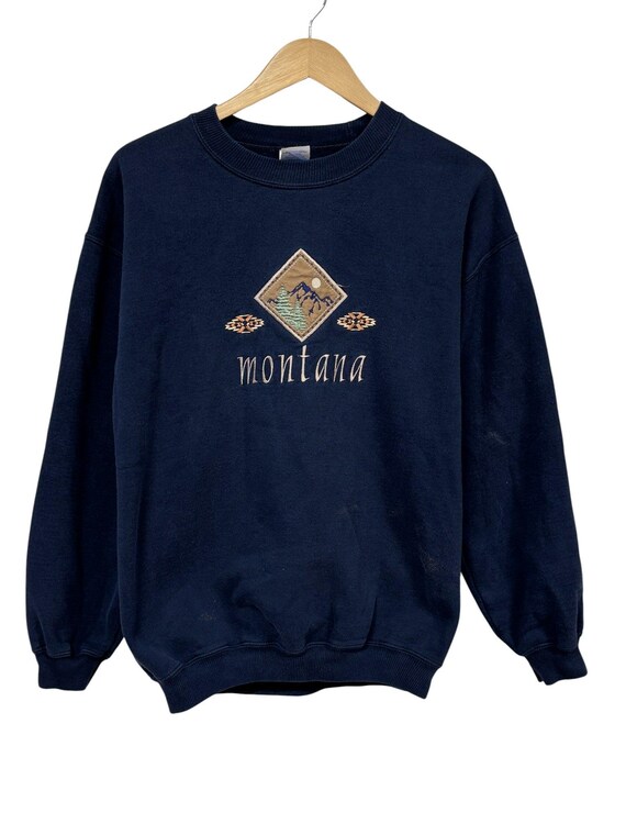 Vintage Montana Mountain Nature Scene Crewneck Sweater Size Medium