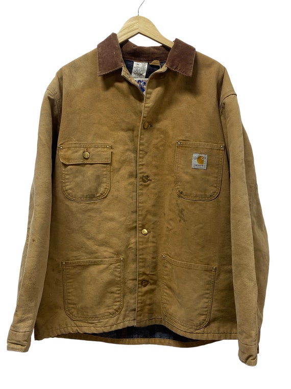 Vintage Carhartt Beige Chore Jacket Union Made Siz