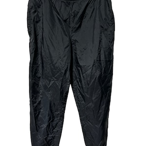 Vintage Prince Track Pants Jet Black Nylon Baggy Fit Joggers Lined 90s 