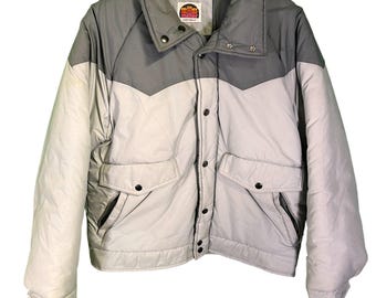 Vintage 80's Miller Brand Winter Grey Down Puffer Jacket Size Medium