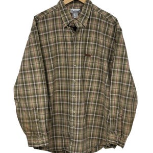 Vintage Carhartt Plaid Button Up Work Long Sleeve Shirt Size XL Tall