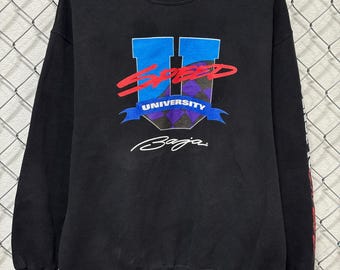 Suéter vintage de cuello redondo Baja Speed University de los años 90, talla XL