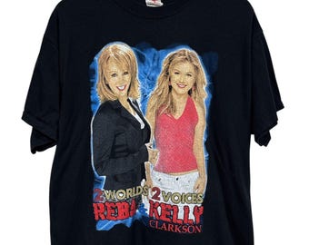 Vintage 00's Reba McEntire Kelly Clarkson 2 Worlds 2 Voices Tour Tee Size XL
