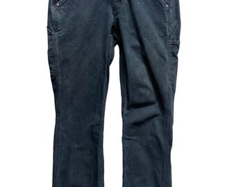 Pantalones de trabajo Carhartt vintage negros para mujer, talla 30x32
