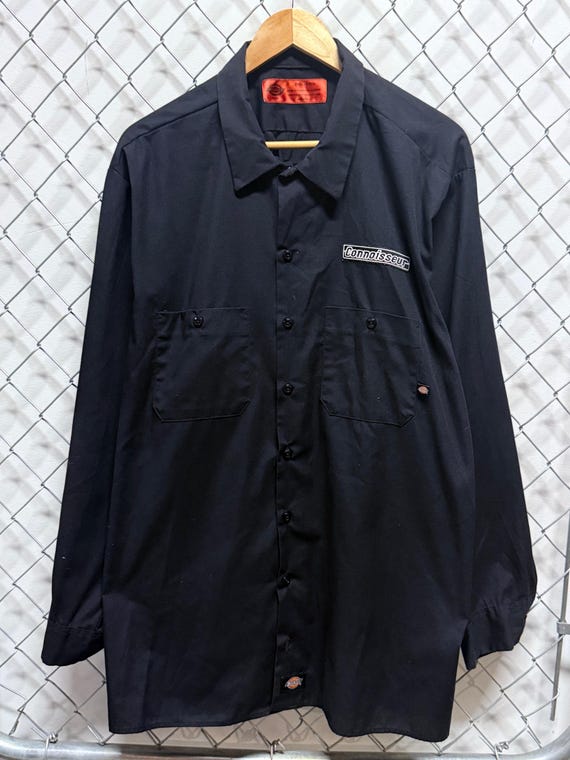 black dickies dress shirt Dickies XL Black Long Sleeve Button Down Work Shirt 20697 Casual Front Pockets