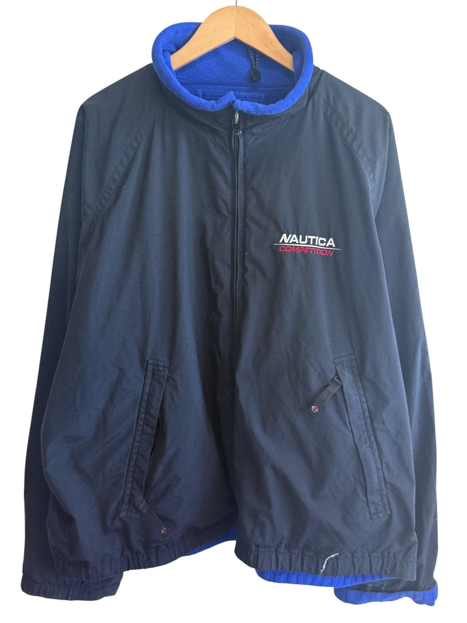 Vintage 90's Nautica Competition Blue Reversible Fleece Jacket