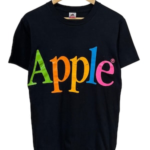 Vintage 90&#39;s Single Stich Apple Computers Rainbow Spell Out Tee Size Medium