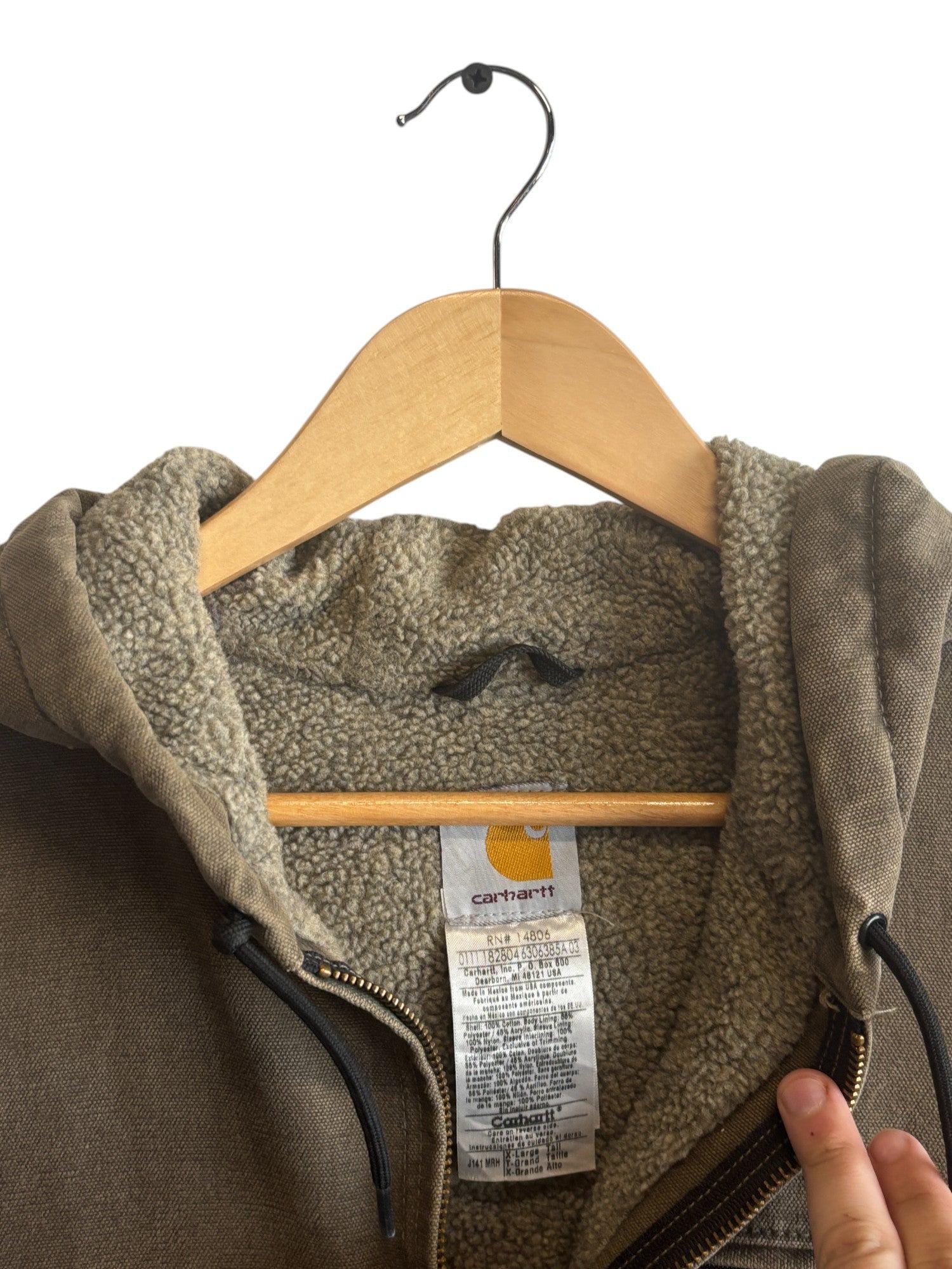 Carhartt J141 MRH Sherpa Lined Brown Zip up Work Jacket Size