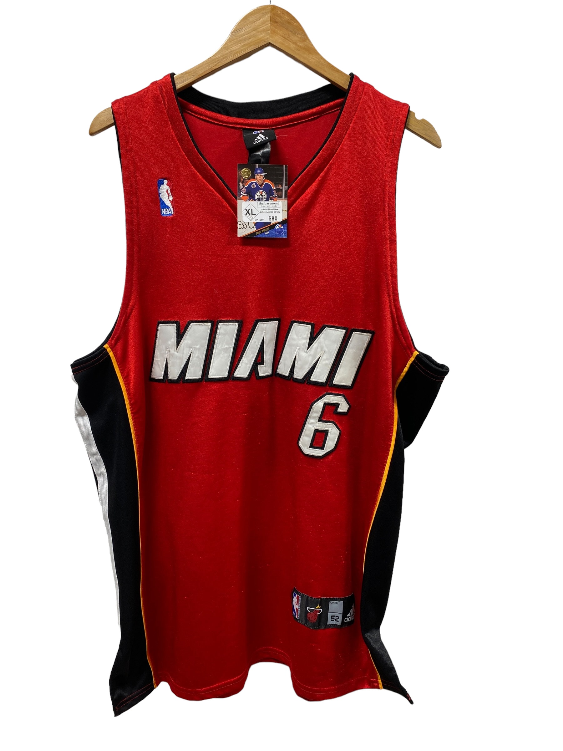 adidas Boy's Jersey NBA Basketball LeBron James #6 White Hot Miami Heat  Size S